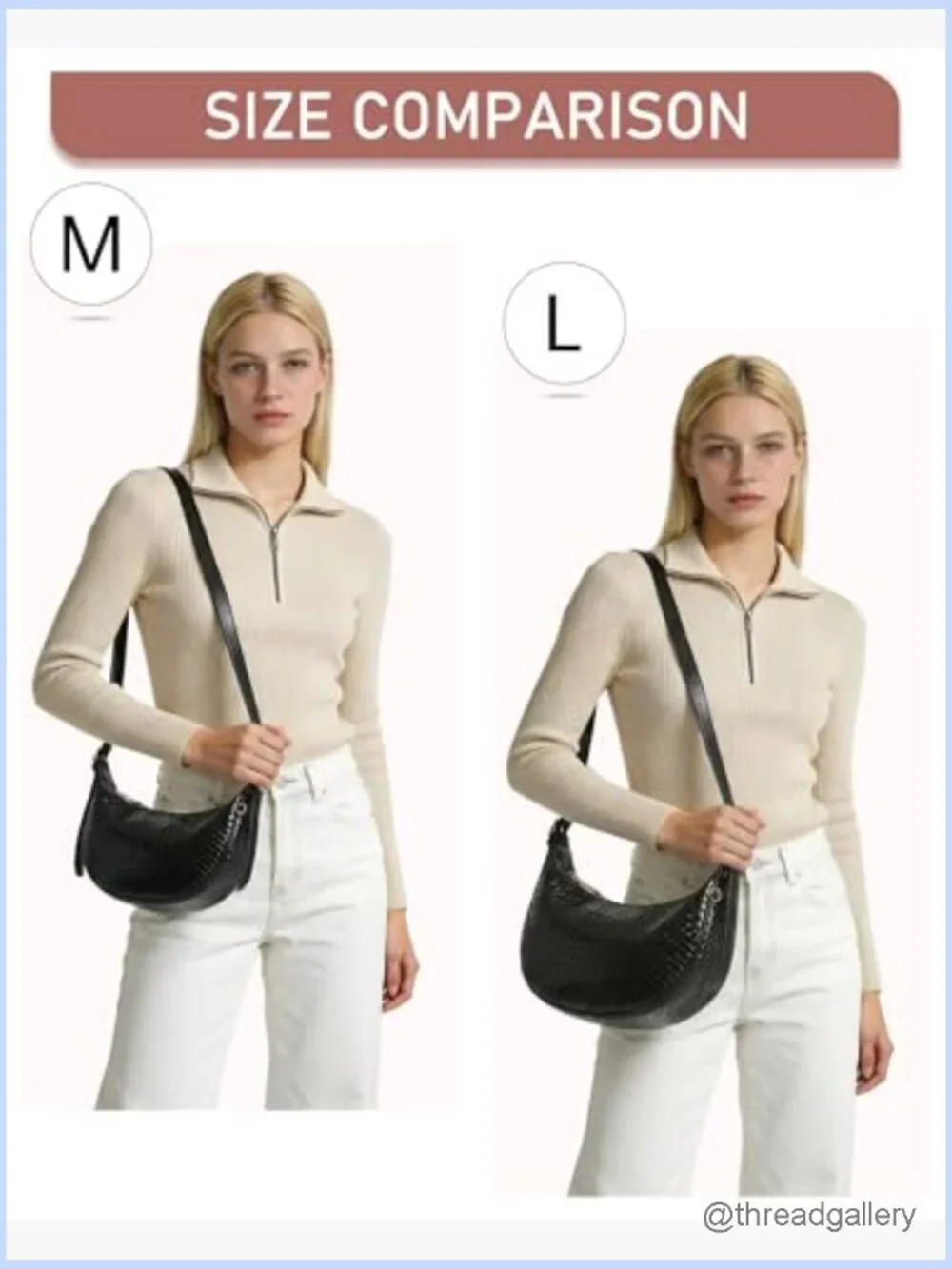 Woven Crescent Hobo Crossbody Bag Set with Detachable Pouch